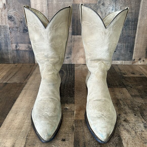 J Chisholm Vintage Full Suede Roughout Western Cowboy Boots Mens 10.5 EE - Picture 1 of 12